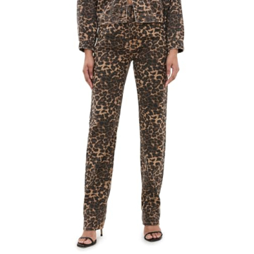 Lioness Women's Carmela Leopard Print Jeans for Stylish Casual Wear