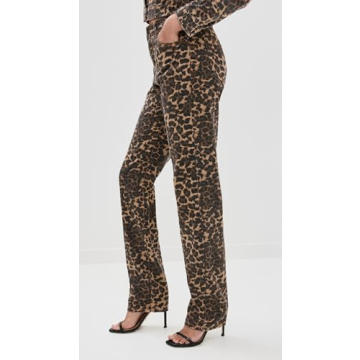 Lioness Women's Carmela Leopard Print Jeans for Stylish Casual Wear