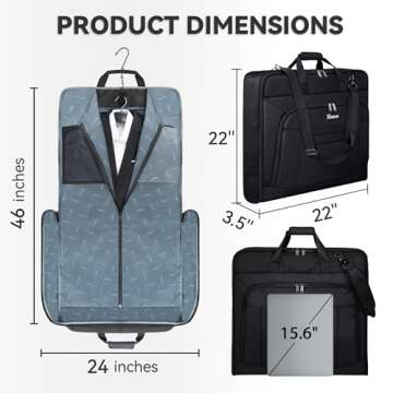 Mancro Garment Bags for Travel, Large Travel Suit Bag for Men Women with Shoulder Strap, Wrinkle Fre...