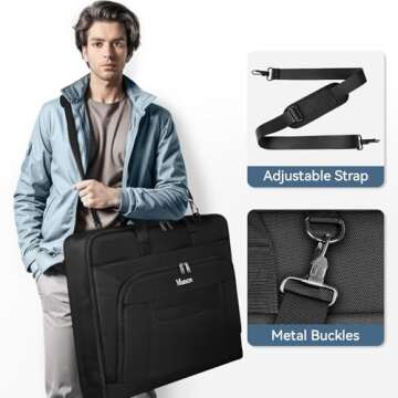 Mancro Garment Bags for Travel, Large Travel Suit Bag for Men Women with Shoulder Strap, Wrinkle Free Carry On Garment Bags for Hanging Clothes, Business Foldable Hanging Luggage Bag for Travel, Black