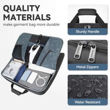 Mancro Garment Bags for Travel, Large Travel Suit Bag for Men Women with Shoulder Strap, Wrinkle Free Carry On Garment Bags for Hanging Clothes, Business Foldable Hanging Luggage Bag for Travel, Black