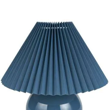 Nourison 13" Blue Ceramic Lamp with Pleated Shade