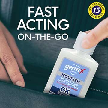 Germ-X Nourish Hand Sanitizer, Kids Hand Sanitizer, 2-in-1 Moisturizing and Sanitizing Formula with Shea Butter, Vitamin E & Aloe, Non-Greasy, Mini Travel Size for On-The-Go, 2 Fl Oz (Pack of 6)