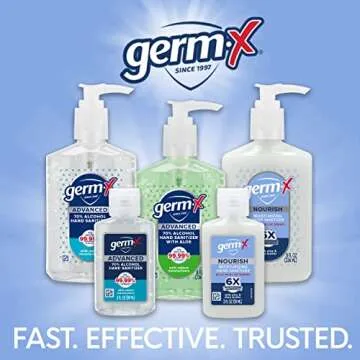 Germ-X Nourish Hand Sanitizer, Kids Hand Sanitizer, 2-in-1 Moisturizing and Sanitizing Formula with Shea Butter, Vitamin E & Aloe, Non-Greasy, Mini Travel Size for On-The-Go, 2 Fl Oz (Pack of 6)