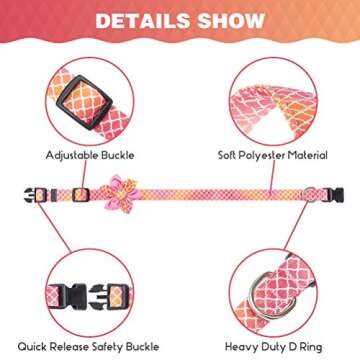 Dog Collar for Medium Large Dogs- Size 12.9" to 21.6"- 2 Pack Adjustable Pet Collars with Detachable Cute Flower Decorations Unique Gradient Pattern