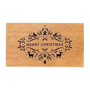 THEODORE MAGNUS Christmas Door Mat – Coir Doormat for Outdoor Entrance, Durable Welcome Mat with N...