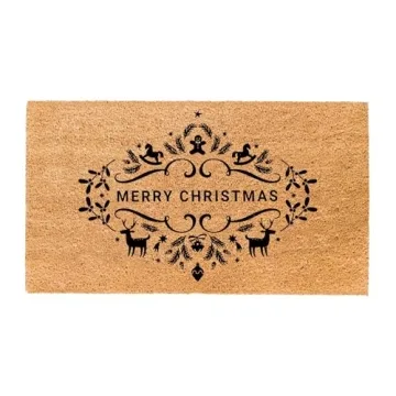 THEODORE MAGNUS Christmas Door Mat – Coir Doormat for Outdoor Entrance, Durable Welcome Mat with N...