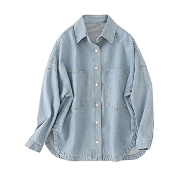 Stylish Denim Shirt Jacket with Pockets for Women