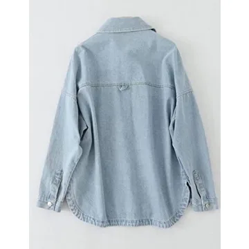 Stylish Denim Shirt Jacket with Pockets for Women