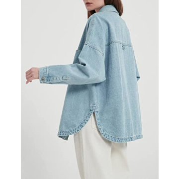 Stylish Denim Shirt Jacket with Pockets for Women