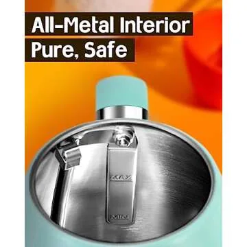 Hazel Quinn Retro Electric Kettle - 1.7 Liters / 57.5 Ounces Tea Kettle with Thermometer, All Stainless Steel, 1200 Watts Fast Boiling, BPA-free, Cordless, Automatic Shut Off - Mint Green