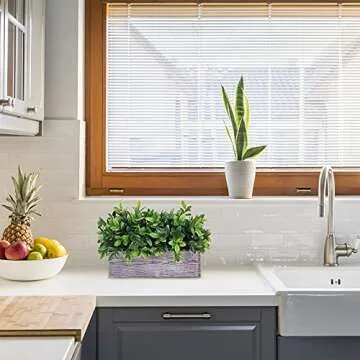 Artificial Eucalyptus Plant in Rustic Wooden Planter Box