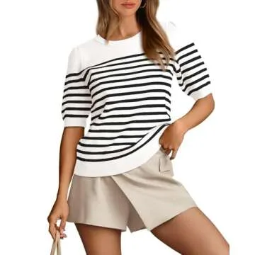 Amkoyam Women's Casual Short Sleeve Sweater Tops