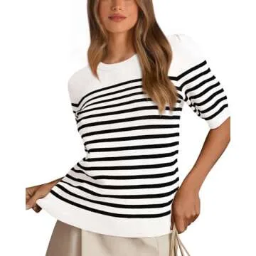 Amkoyam Women's Casual Short Sleeve Sweater Tops