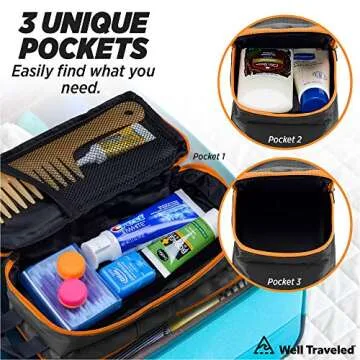 Well Traveled Toiletry Bag for Makeup, Shaving Kit, Cosmetics, Electronics Case for Men, Women (Fire)