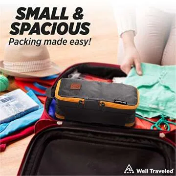 Well Traveled Toiletry Bag for Makeup, Shaving Kit, Cosmetics, Electronics Case for Men, Women (Fire)