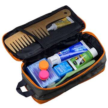 Well Traveled Toiletry Bag for Makeup, Shaving Kit, Cosmetics, Electronics Case for Men, Women (Fire)