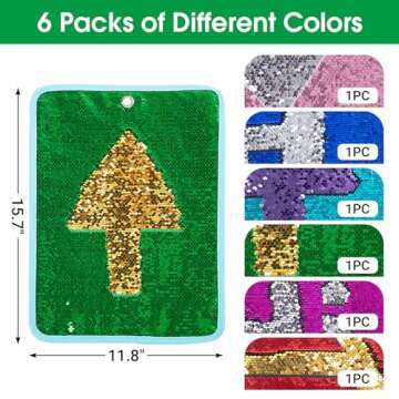 BALAPET 6 Packs Reversible Sequin Fabric Wall Panel for Kids, Sensory Wall Sequin Flip Fabric Mat Wa...