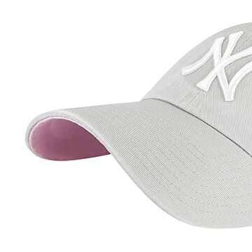 '47 New York Yankees Ballpark Clean Up Dad Hat Baseball Cap - Gray, Light Grey, White, Pink