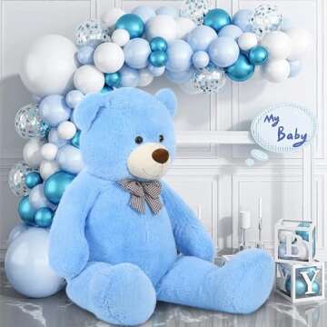 MaoGoLan Giant Teddy Bear Plush, Life Size Large Teddy Bear Stuffed Animal 5 Feet,Soft and Fluffy Big Teddy Bear Gift for Baby Shower,Christmas,Valentines,Blue