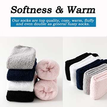 JORMATT 3 Pairs Women Grip Fuzzy Socks Non Skid Men Thick Cozy Slipper Hospital Socks with Grips,Men shoe size 4-7/Women size 4-8