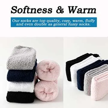 JORMATT 3 Pairs Women Grip Fuzzy Socks Non Skid Men Thick Cozy Slipper Hospital Socks with Grips,Men shoe size 4-7/Women size 4-8