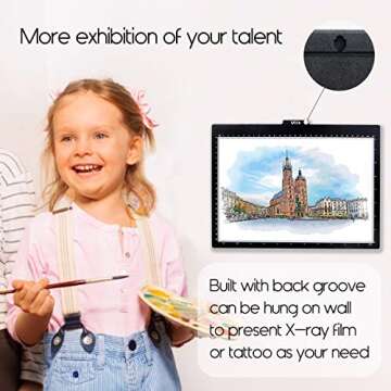 Mlife A4 LED Tracing Light Box - Professional Super Bright LED 10 Level Dimmable Brightness Tracer Pad with Physical Buttons for Drawing Sketching Animation X-ray Vinyl Weeding Diamond Art