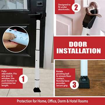 Adjustable Dual Security Bar for Home & Travel Protection