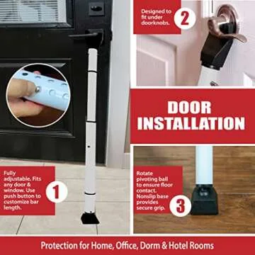 Adjustable Dual Security Bar for Home & Travel Protection