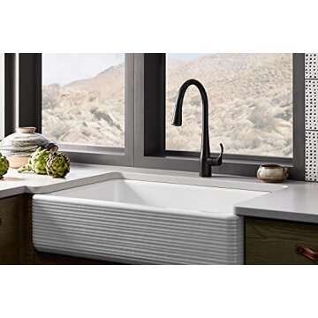 KOHLER Simplice Pull Down Kitchen Faucet, 3-Spray Faucet, Kitchen Sink Faucet with Pull Down Sprayer...