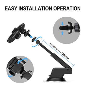 YITUMU Wireless Car Charger,15W Qi Fast Charging Auto-Clamping Car Phone Holder Mount,Air Vent Windshield Dashboard Car Phone Mount,Long Arm Suction Cup Cell Phone Holder for iPhone Samsung LG