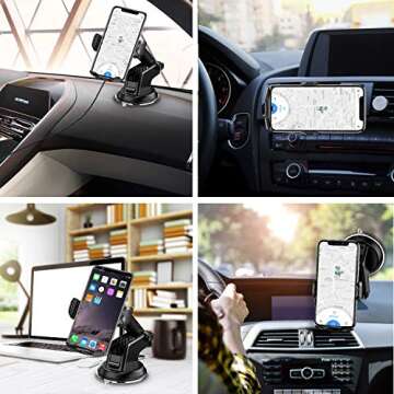 YITUMU Wireless Car Charger,15W Qi Fast Charging Auto-Clamping Car Phone Holder Mount,Air Vent Windshield Dashboard Car Phone Mount,Long Arm Suction Cup Cell Phone Holder for iPhone Samsung LG