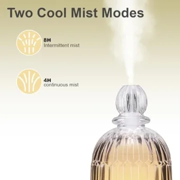 DOUDING Glass Essential Oil Diffuser, Cool Mist Humidifier Ultrasonic Aromatherapy Diffuser with 7 LED Color Changing Light, Auto Shut-Off Safety for Home Office Spa, 120ml(Black Base)