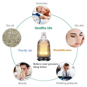 DOUDING Glass Essential Oil Diffuser, Cool Mist Humidifier Ultrasonic Aromatherapy Diffuser with 7 LED Color Changing Light, Auto Shut-Off Safety for Home Office Spa, 120ml(Black Base)