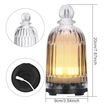 DOUDING Glass Essential Oil Diffuser, Cool Mist Humidifier Ultrasonic Aromatherapy Diffuser with 7 LED Color Changing Light, Auto Shut-Off Safety for Home Office Spa, 120ml(Black Base)