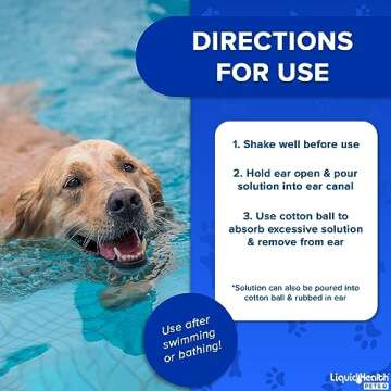 LIQUIDHEALTH 12 Fl Oz K9 Dog Ear Cleaner Wash Solutions - Infection Cleaning Hygiene Treatment Drops for Dogs, Canines and Puppies