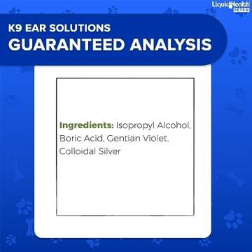 LIQUIDHEALTH 12 Fl Oz K9 Dog Ear Cleaner Wash Solutions - Infection Cleaning Hygiene Treatment Drops for Dogs, Canines and Puppies