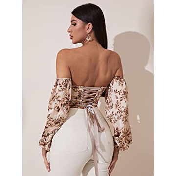 Floerns Off Shoulder Crop Corset Top for Women