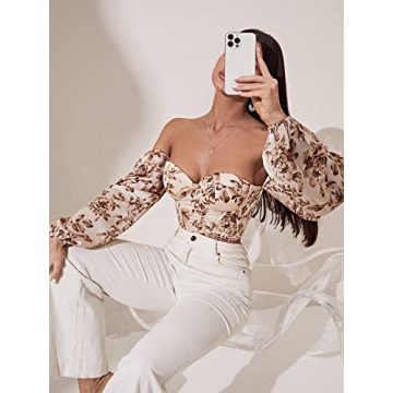 Floerns Off Shoulder Crop Corset Top for Women