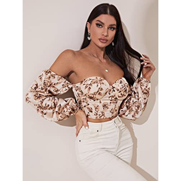 Floerns Off Shoulder Crop Corset Top for Women