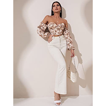 Floerns Off Shoulder Crop Corset Top for Women