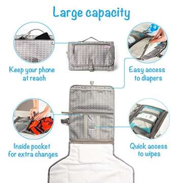 Easy to Clean Baby Changing Mat with Soft Head Pillow - Travel Changing Pad