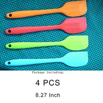 zYoung 4 Pcs Silicone Spatulas, Rubber Spatula Heat Resistant Seamless One Piece Design Flexible Scrapers Baking Mixing Tool,Small