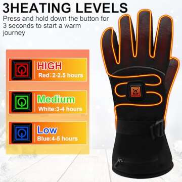 QILOVE Electric Heated Gloves,Hand Warmer with Rechargeable Batteries,Winter Extra Warm Heat Touchsc...