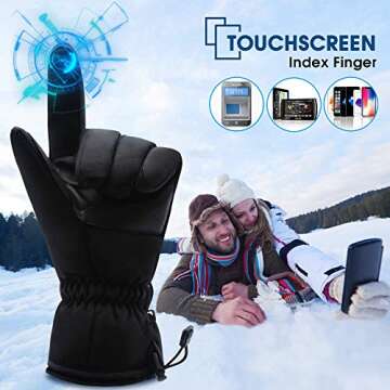 QILOVE Electric Heated Gloves,Hand Warmer with Rechargeable Batteries,Winter Extra Warm Heat Touchscreen NoveltyGloves Kit,Hiking Motorcycling Skiing Cold Weather Must-Have Heating Gloves