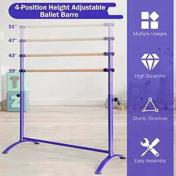 Costzon Portable Ballet Barre - Adjustable Dance Bar for All Ages
