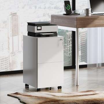 DEVAISE 2-Drawer Rolling File Cabinet with Lock, Metal Filing Cabinet for Home Office, Fully Assembl...