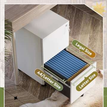 DEVAISE 2-Drawer Rolling File Cabinet with Lock, Metal Filing Cabinet for Home Office, Fully Assembled Under Desk Cabinet, White