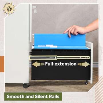 DEVAISE 2-Drawer Rolling File Cabinet with Lock, Metal Filing Cabinet for Home Office, Fully Assembled Under Desk Cabinet, White