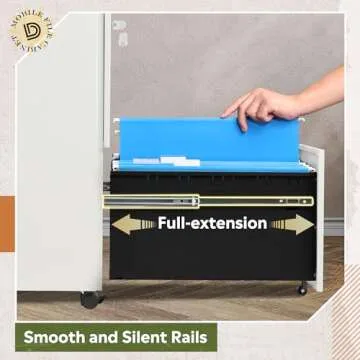 DEVAISE 2-Drawer Rolling File Cabinet with Lock, Metal Filing Cabinet for Home Office, Fully Assembled Under Desk Cabinet, White